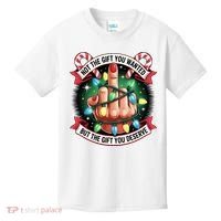 Funny Christmas Not The Gift You Wanted Middle Finger Kids T-Shirt thumb 0