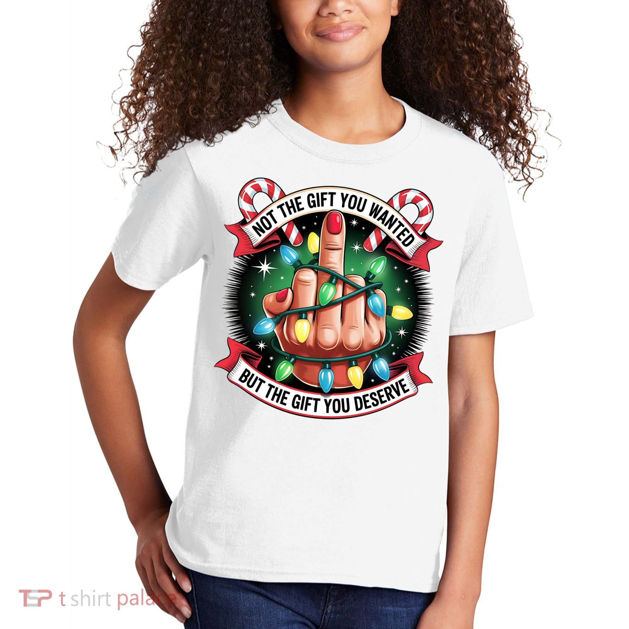 Funny Christmas Not The Gift You Wanted Middle Finger Kids T-Shirt