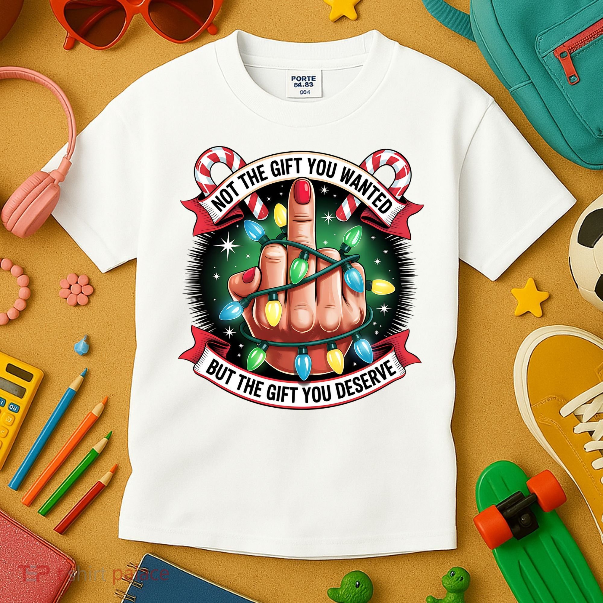 Funny Christmas Not The Gift You Wanted Middle Finger Kids T-Shirt