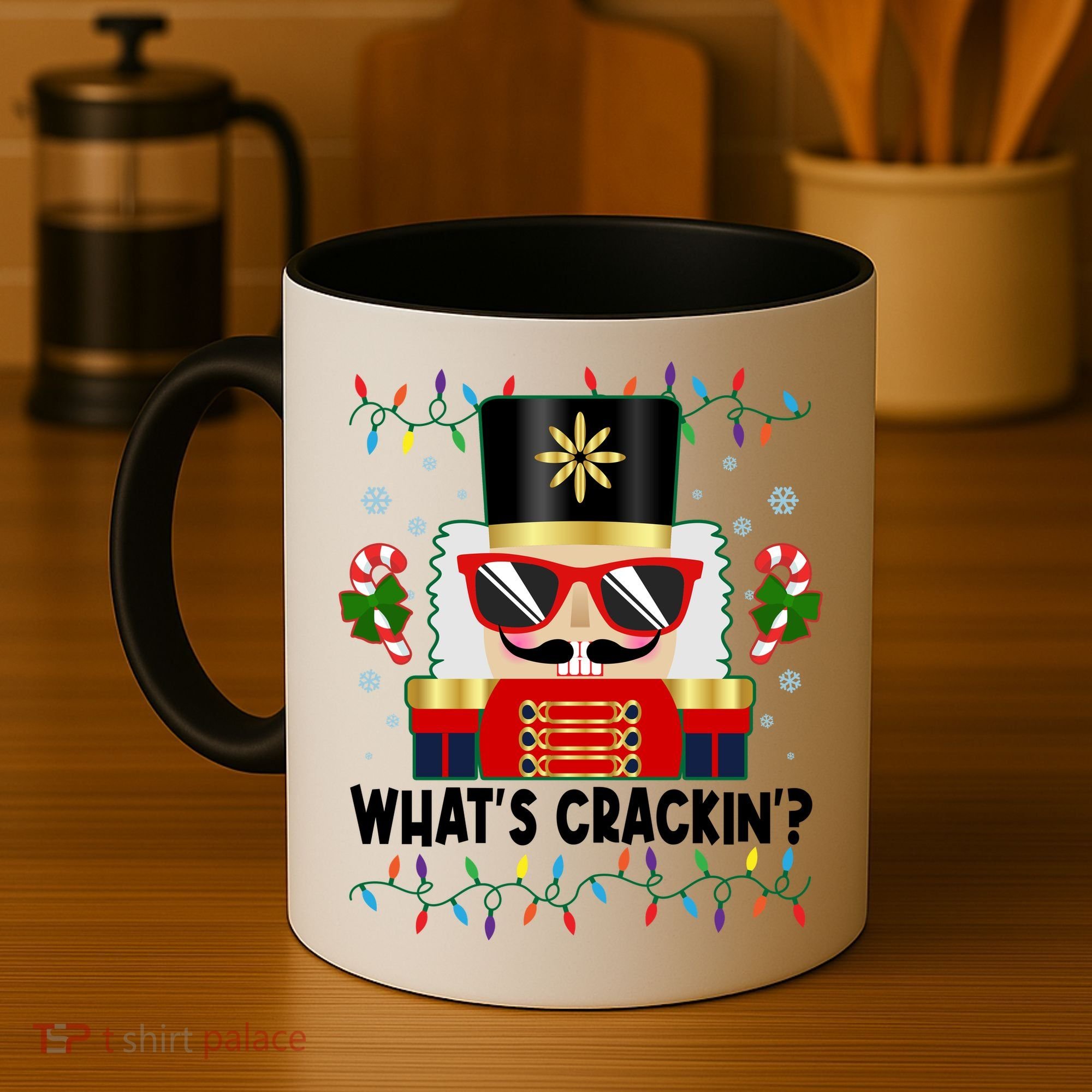 Funny Christmas Nutcracker Whats Crackin Coffee Mug