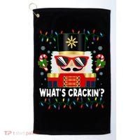 Funny Christmas Nutcracker Whats Crackin Golf Towel thumb 0