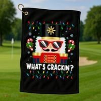 Funny Christmas Nutcracker Whats Crackin Golf Towel thumb 1
