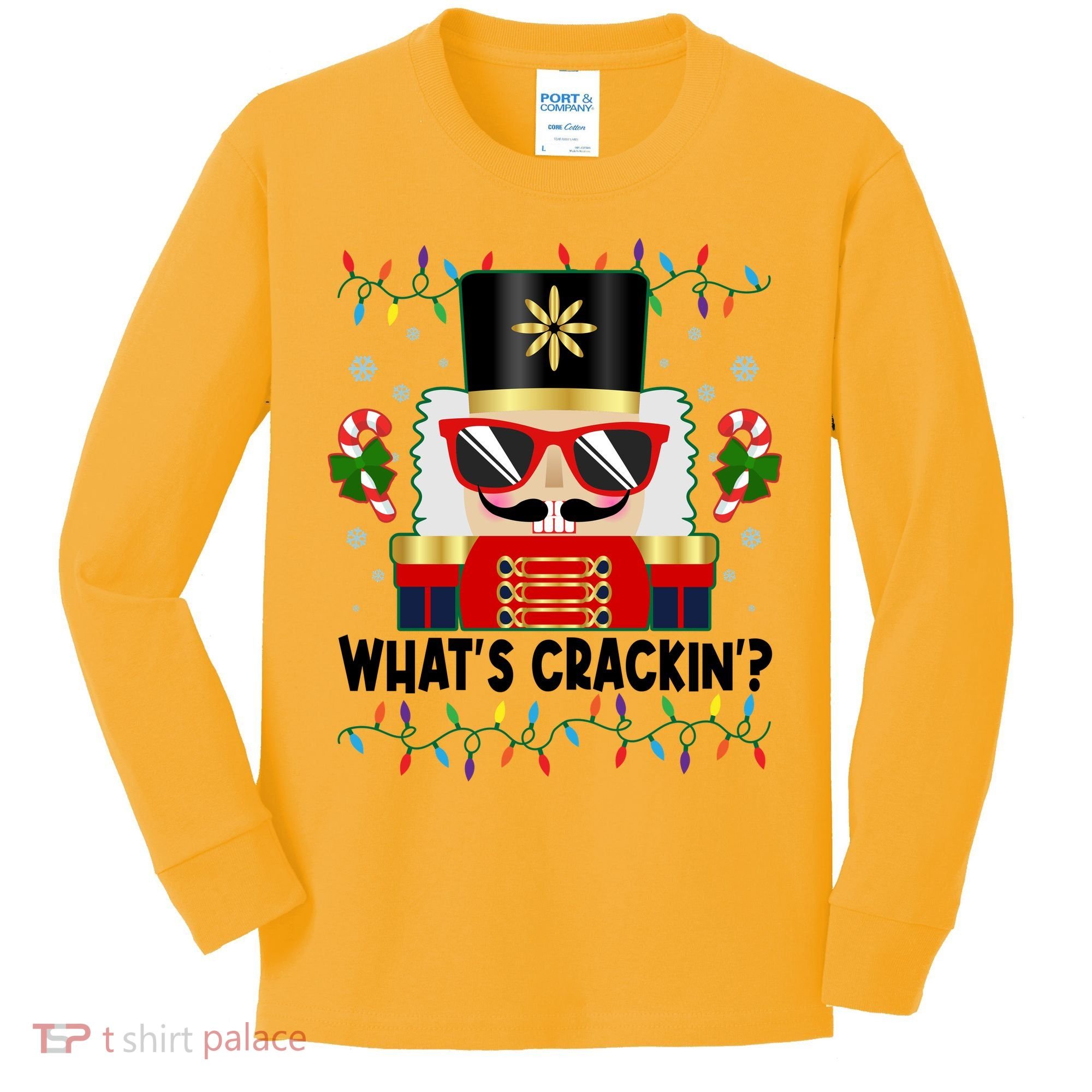 Funny Christmas Nutcracker Whats Crackin Kids Long Sleeve Shirt
