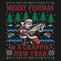 Funny Crappie New Year Fishing Ugly Christmas Sweater Party T-Shirt thumb 7