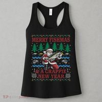 Funny Crappie New Year Fishing Ugly Christmas Sweater Party Women's Tank Top thumb 3
