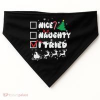 Funny Christmas Nice Naughty I Tried Xmas USA-Made Doggie Bandana thumb 0