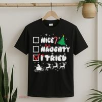 Funny Christmas Nice Naughty I Tried Xmas T-Shirt thumb 2