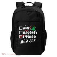 Funny Christmas Nice Naughty I Tried Xmas Backpack thumb 0