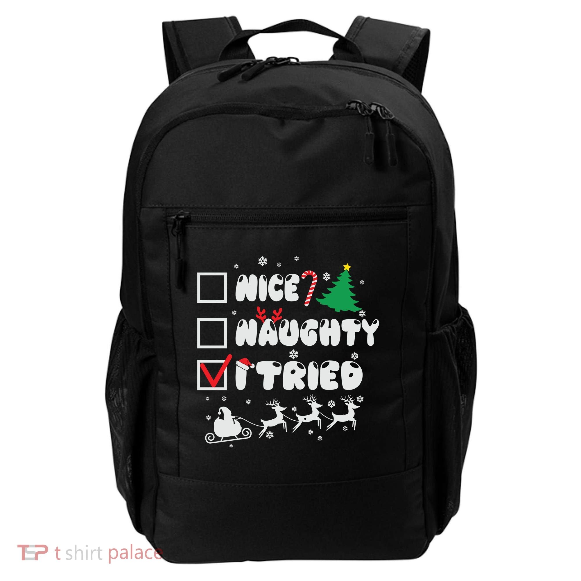 Funny Christmas Nice Naughty I Tried Xmas Backpack