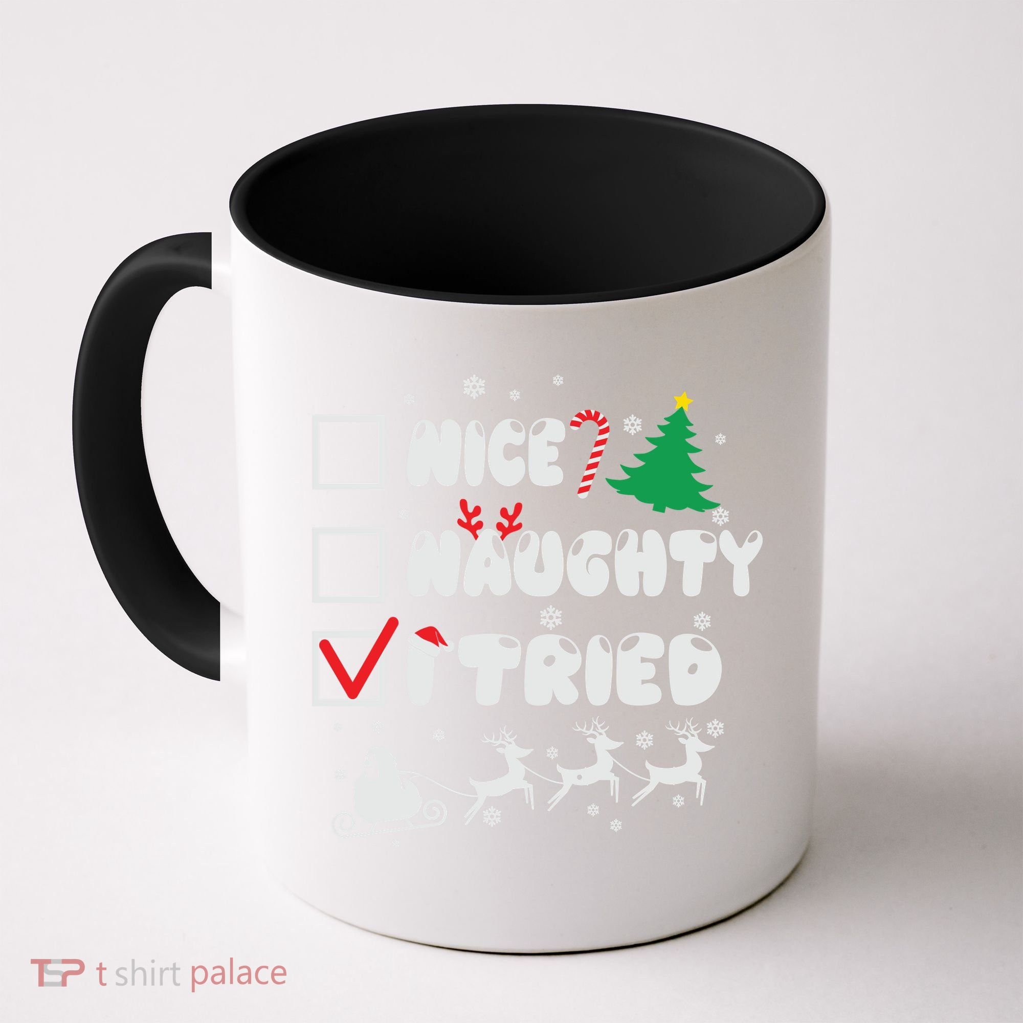 Funny Christmas Nice Naughty I Tried Xmas Coffee Mug