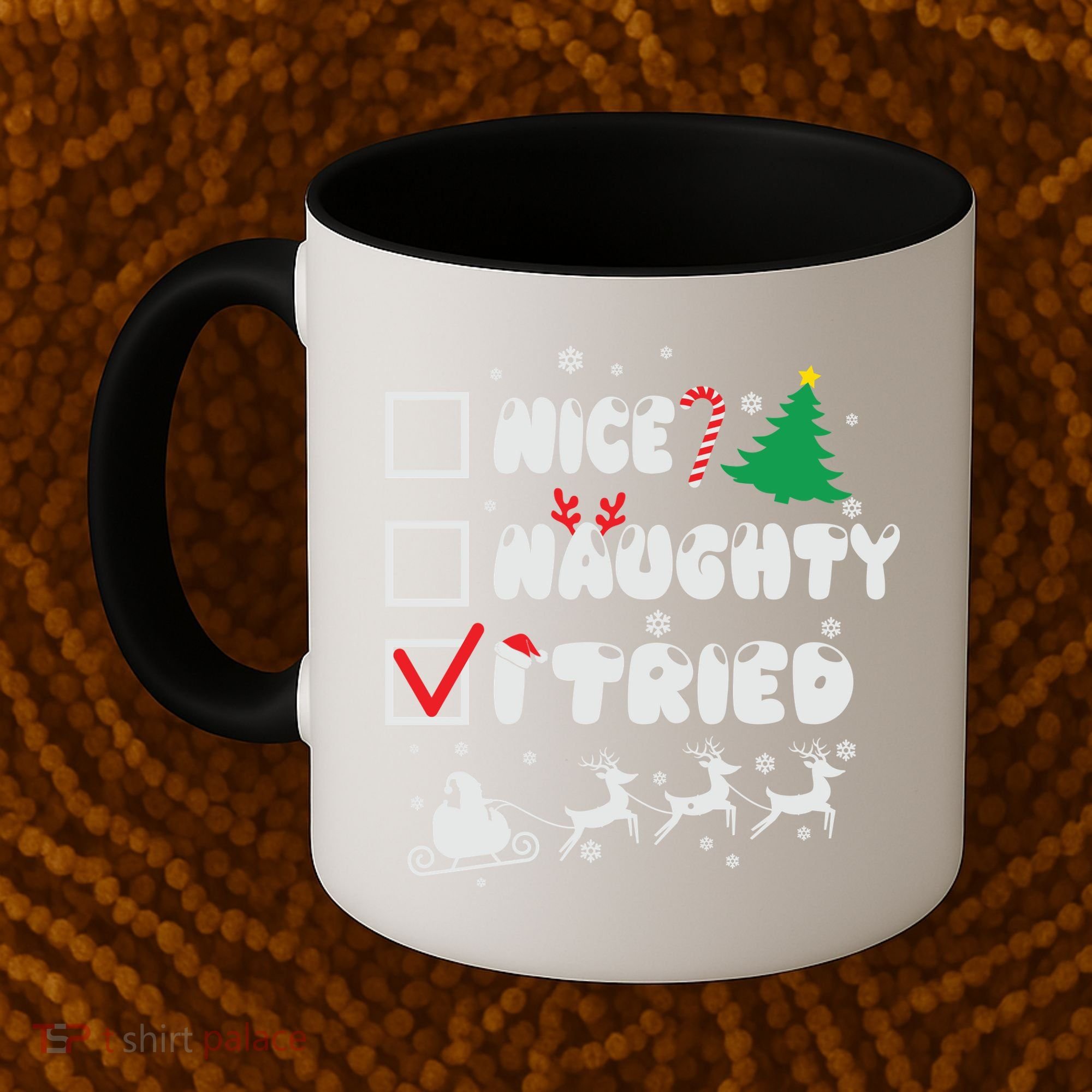 Funny Christmas Nice Naughty I Tried Xmas Coffee Mug
