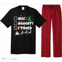 Funny Christmas Nice Naughty I Tried Xmas Pajama Set thumb 0