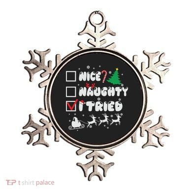 Funny Christmas Nice Naughty I Tried Xmas Ornament