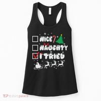Funny Christmas Nice Naughty I Tried Xmas Women's Tank Top thumb 0