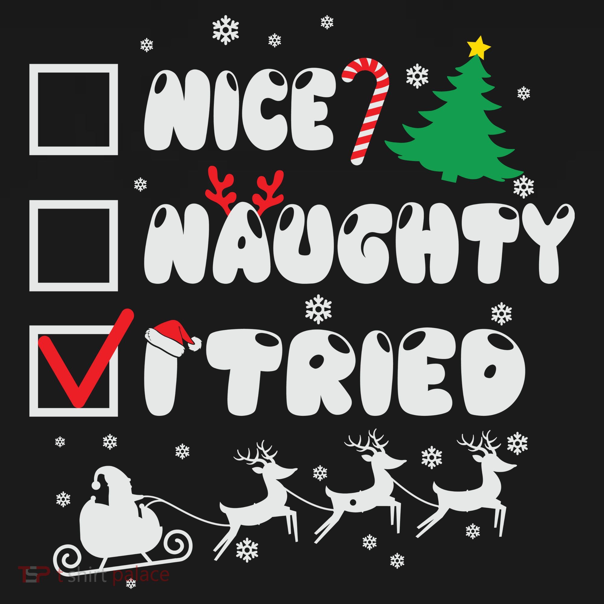 Funny Christmas Nice Naughty I Tried Xmas Women's Tank Top
