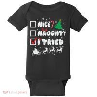 Funny Christmas Nice Naughty I Tried Xmas Baby Bodysuit thumb 0