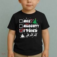 Funny Christmas Nice Naughty I Tried Xmas Toddler T-Shirt thumb 2