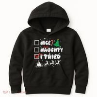 Funny Christmas Nice Naughty I Tried Xmas Kids Hoodie thumb 0