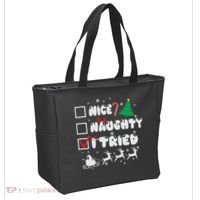 Funny Christmas Nice Naughty I Tried Xmas Tote Bag thumb 2