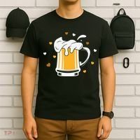 Full Cup Of Beer And Foam Drinking Love Valentine Gift For Valentine Day T-Shirt thumb 6