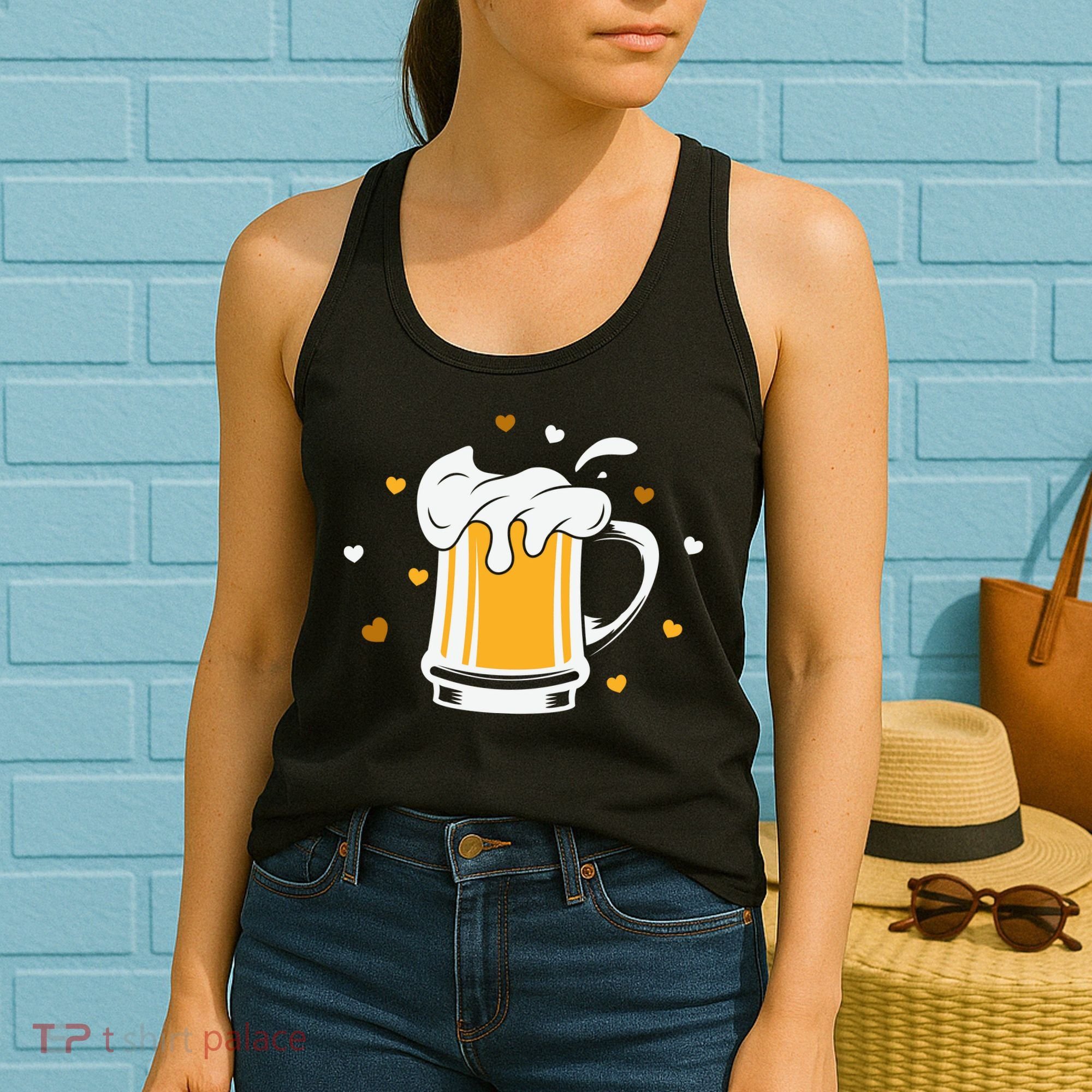 Full Cup Of Beer And Foam Drinking Love Valentine Gift For Valentine Day Women's Tank Top