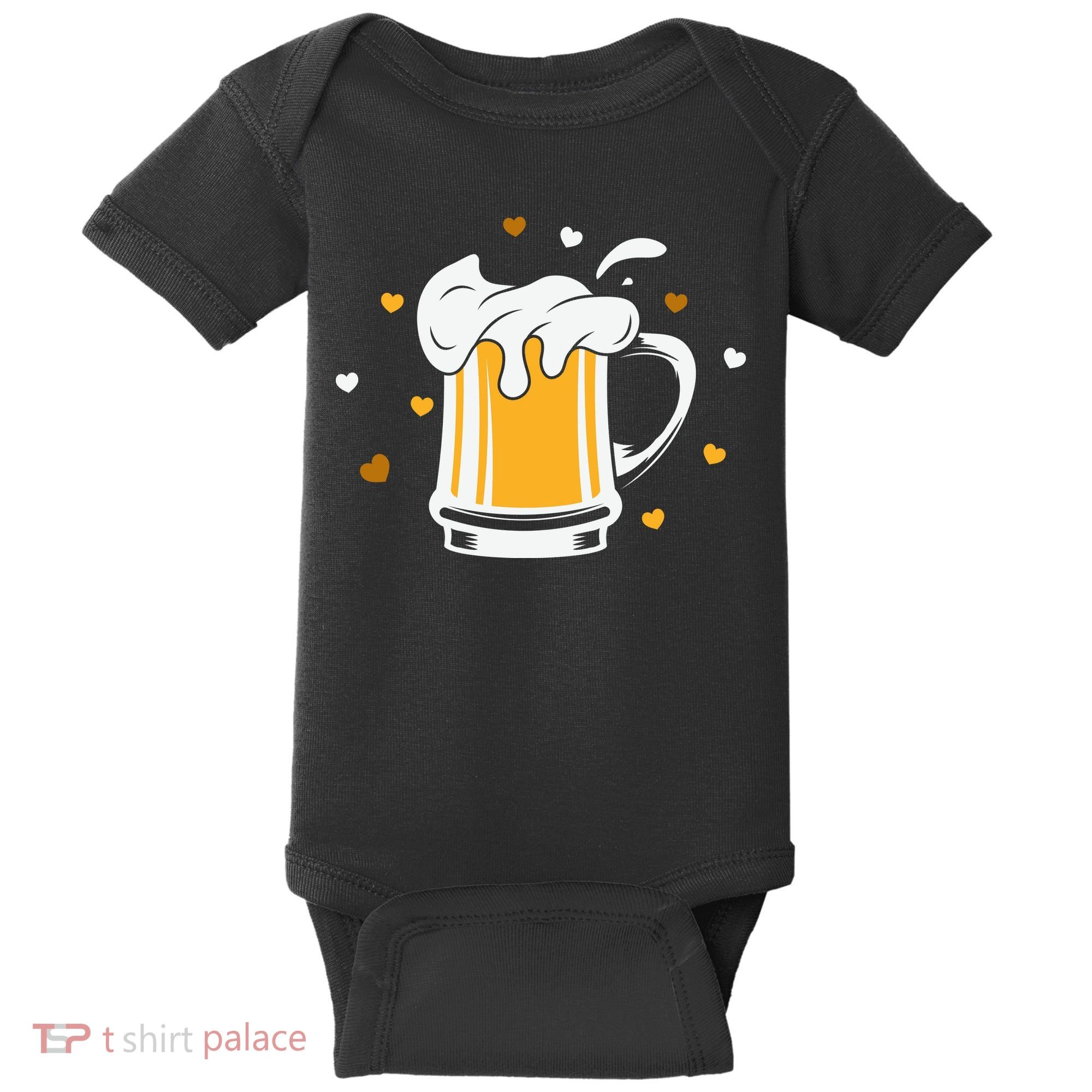 Full Cup Of Beer And Foam Drinking Love Valentine Gift For Valentine Day Baby Bodysuit