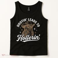 Funny Cowboy Owl Hootin Leads To Hollerin Tank Top thumb 2