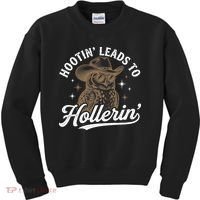 Funny Cowboy Owl Hootin Leads To Hollerin Kids Sweatshirt thumb 0
