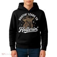 Funny Cowboy Owl Hootin Leads To Hollerin Kids Hoodie thumb 4