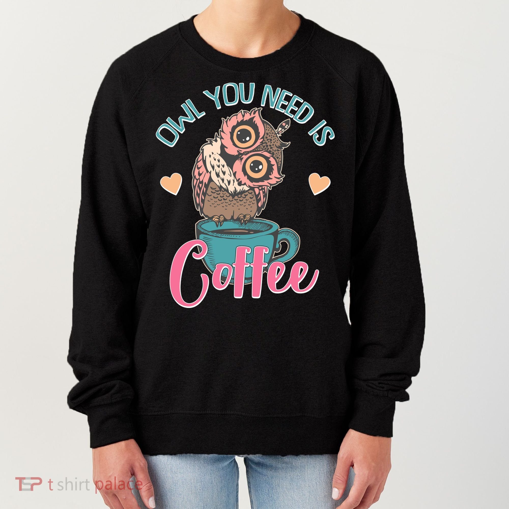 Funny Cute Owl You Need Is Coffee Women's Sweatshirt