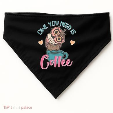 Funny Cute Owl You Need Is Coffee USA-Made Doggie Bandana