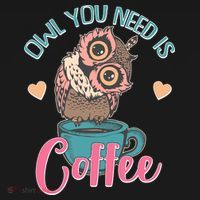 Funny Cute Owl You Need Is Coffee USA-Made Doggie Bandana thumb 2