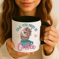Funny Cute Owl You Need Is Coffee Coffee Mug thumb 3