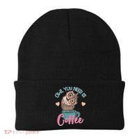Funny Cute Owl You Need Is Coffee Beanie thumb 0