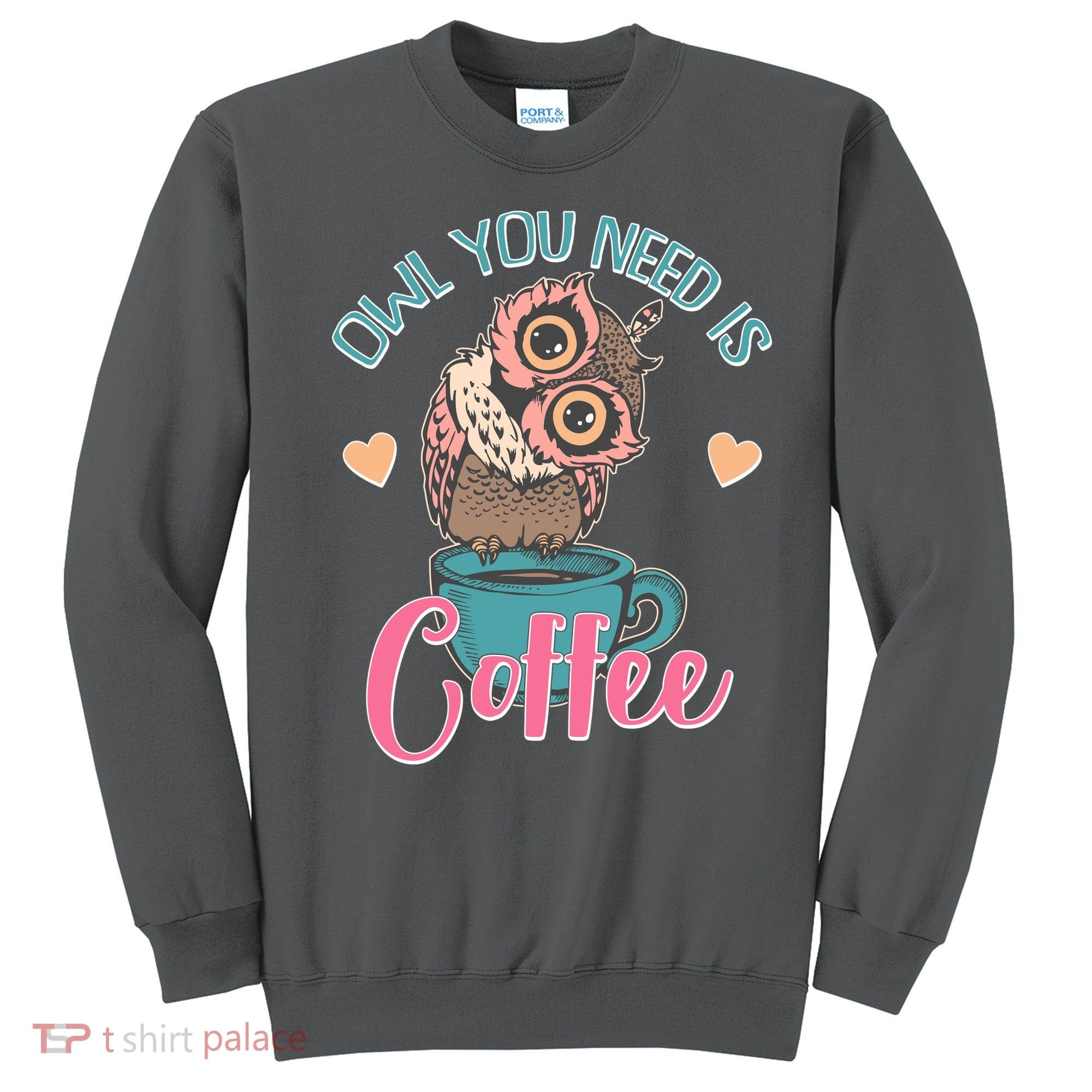 Funny Cute Owl You Need Is Coffee Sweatshirt