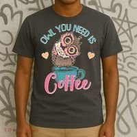Funny Cute Owl You Need Is Coffee T-Shirt thumb 3