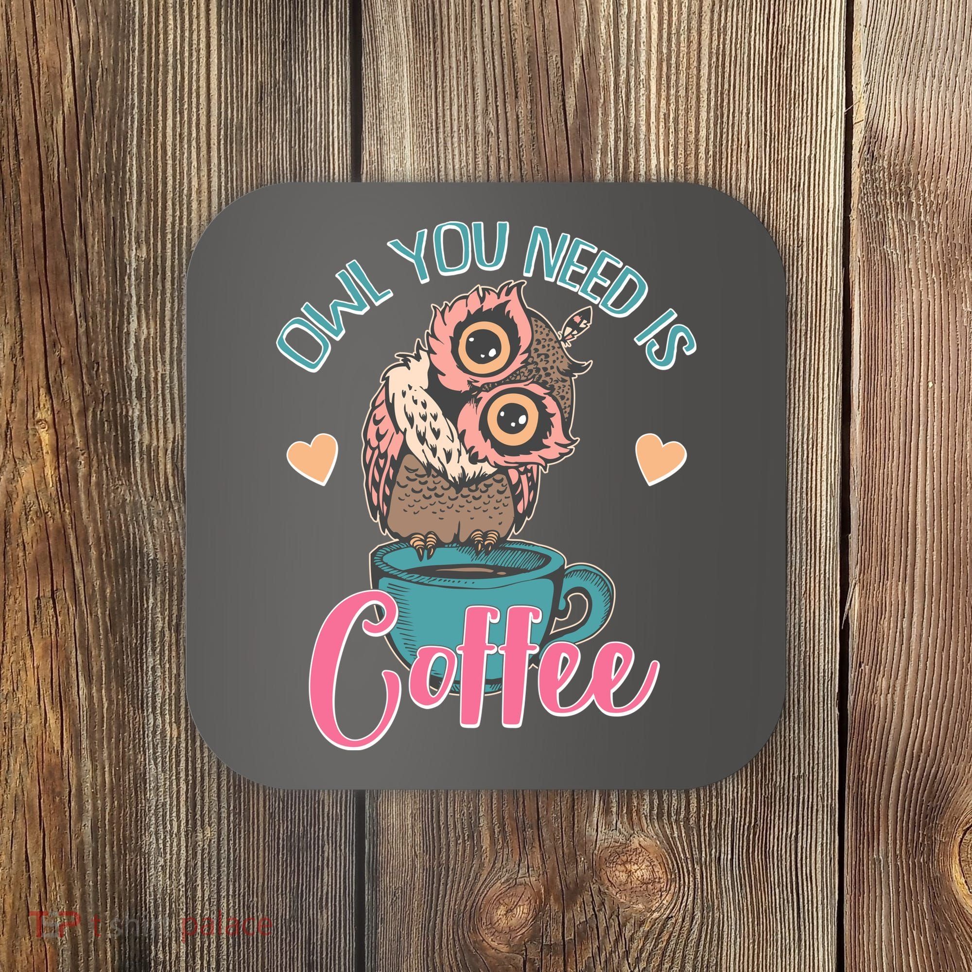 Funny Cute Owl You Need Is Coffee Coaster