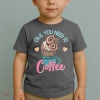 Funny Cute Owl You Need Is Coffee Toddler T-Shirt thumb 2