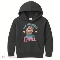 Funny Cute Owl You Need Is Coffee Kids Hoodie thumb 0