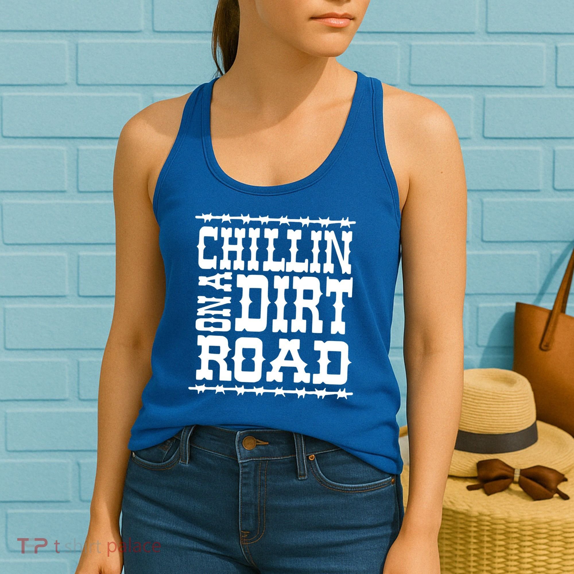 Funny Chillin On A Dirt Road Country Music Women's Tank Top