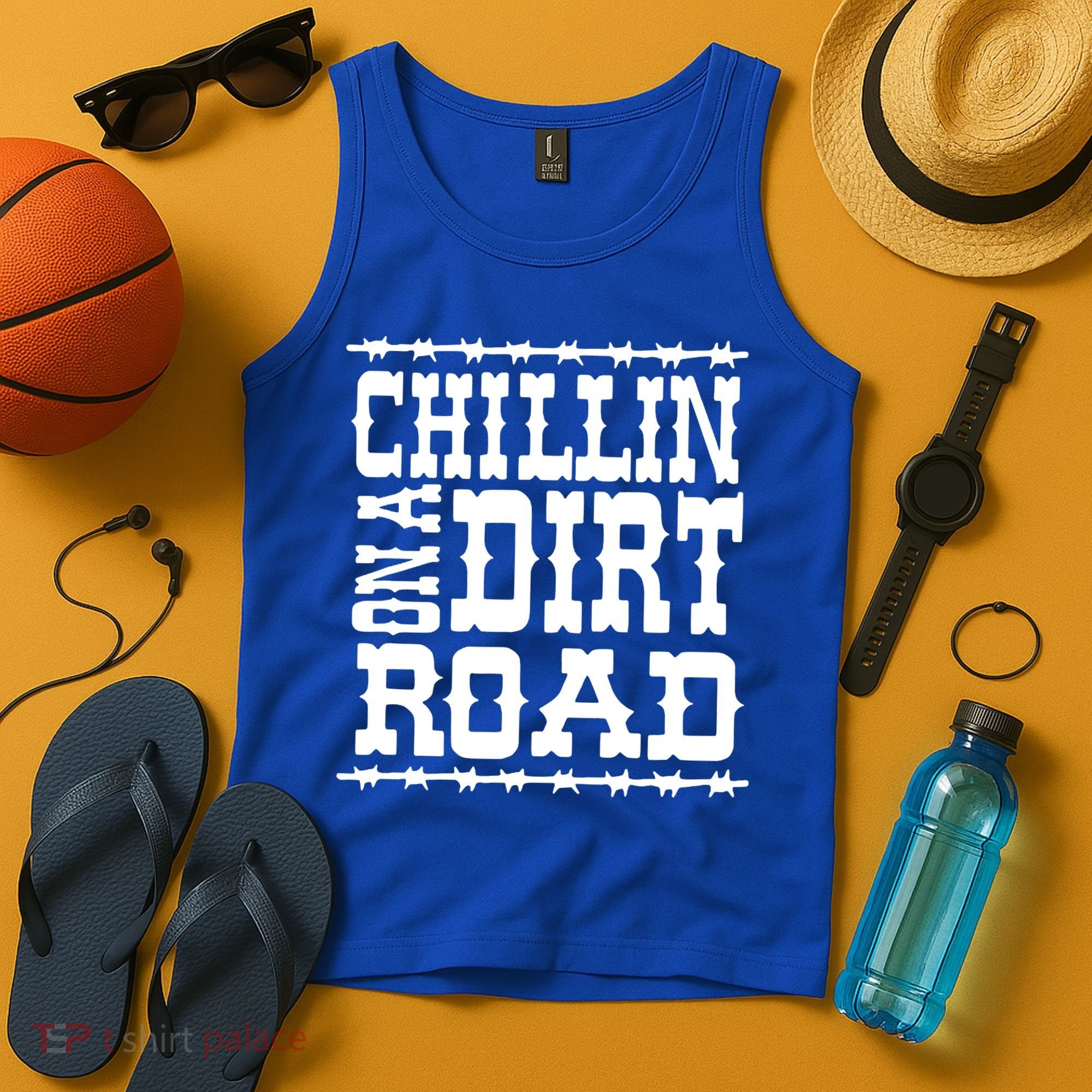 Funny Chillin On A Dirt Road Country Music Tank Top