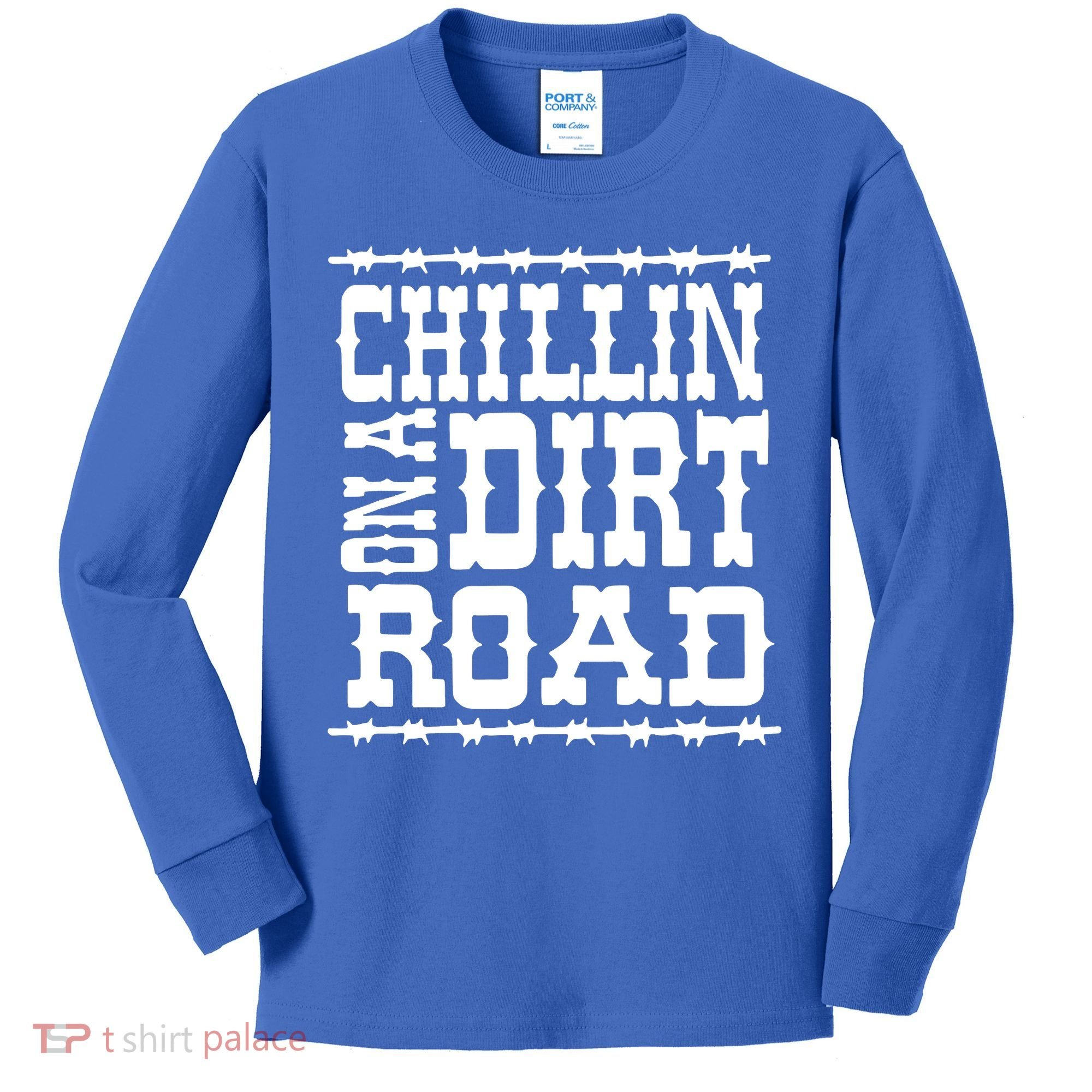 Funny Chillin On A Dirt Road Country Music Kids Long Sleeve Shirt