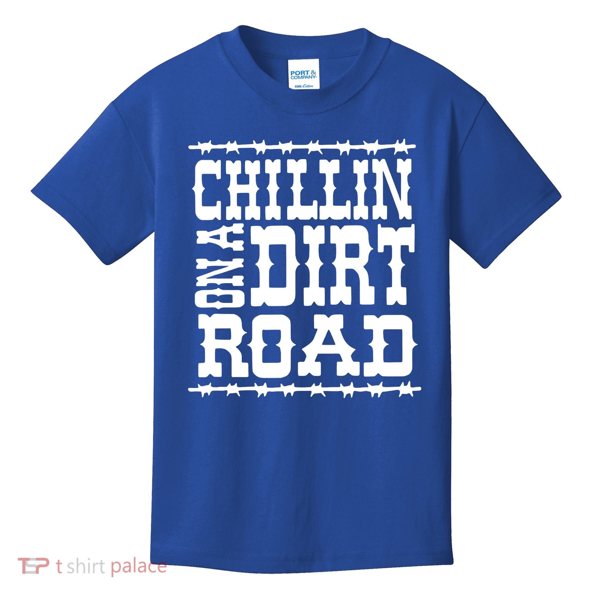 Funny Chillin On A Dirt Road Country Music Kids T-Shirt