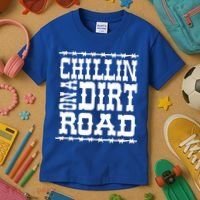 Funny Chillin On A Dirt Road Country Music Kids T-Shirt thumb 3