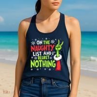 Funny Christmas On The Naughty List And I Regret Nothing Women's Tank Top thumb 2