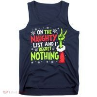 Funny Christmas On The Naughty List And I Regret Nothing Tank Top thumb 0
