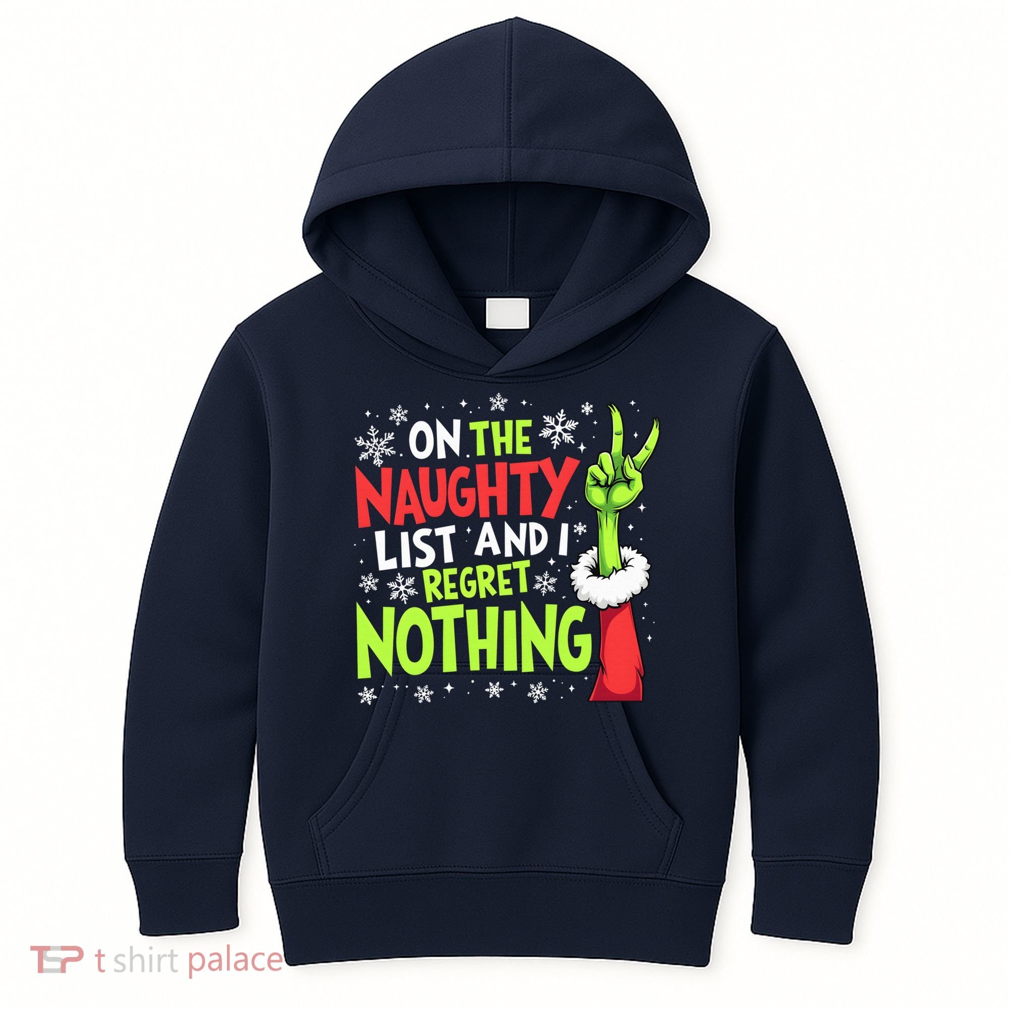 Funny Christmas On The Naughty List And I Regret Nothing Kids Hoodie