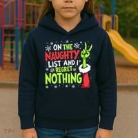Funny Christmas On The Naughty List And I Regret Nothing Kids Hoodie thumb 3