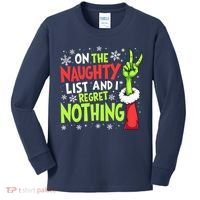 Funny Christmas On The Naughty List And I Regret Nothing Kids Long Sleeve Shirt thumb 0