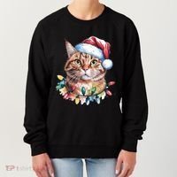 Funny Christmas Orange Tabby Cat Christmas Tree Santa Cat Meaningful Gift Women's Sweatshirt thumb 0